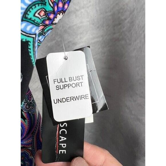 Island Escape Womens Size 10 Paisley Print Underwire High Neck Tankini - Picture 2 of 7